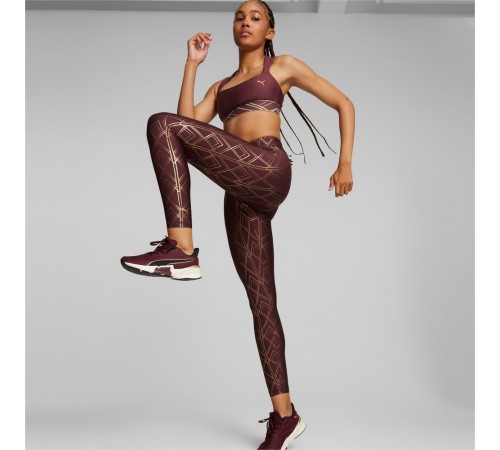 4t Puma 522628-42 Deco Glam Women's High Waist 7/8 Training Tights  aubergine-deco/glam-metallic 